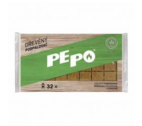 Podpaľovač pevný 32ks drevený PEPO