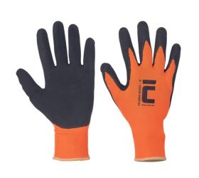 Rukavice polomáčané,latex reflexné PALAWAN, oranžové č.8