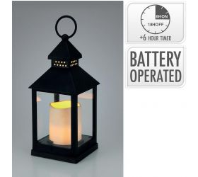 Lampáš svietnik s LED sviečkou 23 cm s časovačom čierny / 64306181
