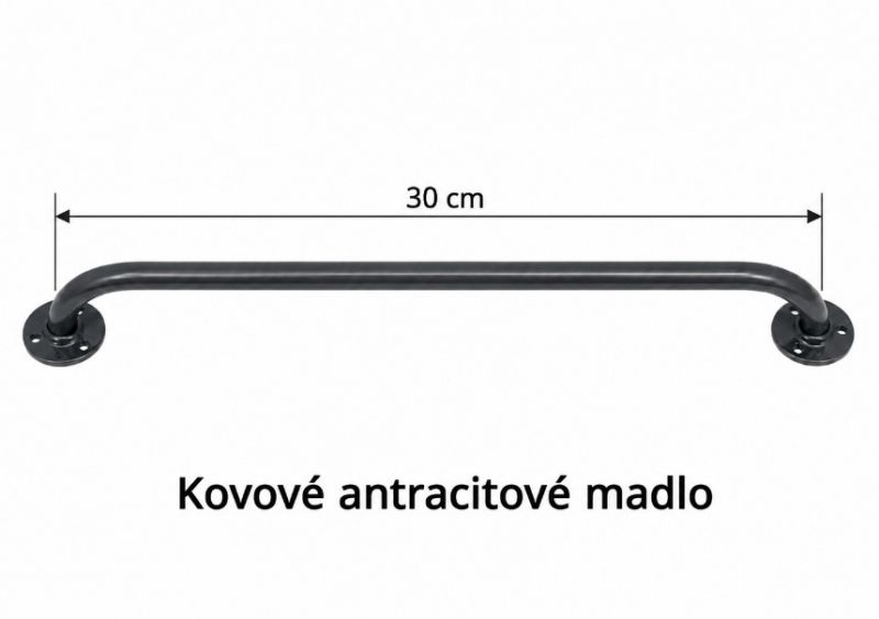 Madlo kovové 30 cm antracitové